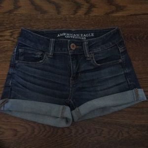 american eagle dark wash jean shorts